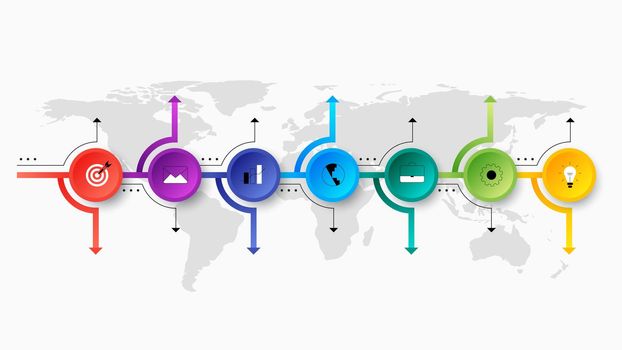 Infographic Timeline Constructor. Paper Style Multicolored Pointers. Vector Template For Modern Business Presentation, Web Banners, Layouts.