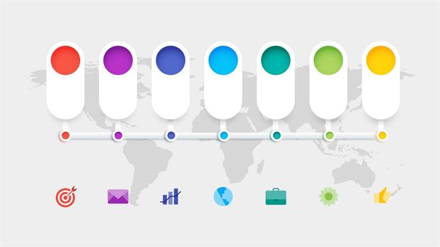 Infographic Timeline Constructor. Paper Style Multicolored Pointers. Vector Template For Modern Business Presentation, Web Banners, Layouts.