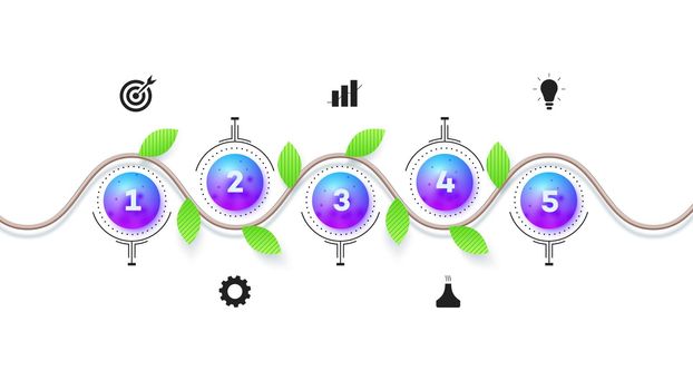 Modern Infographic Timeline Constructor For Eco Sector. Conceptual Vector Background. Template For Business Presentations.