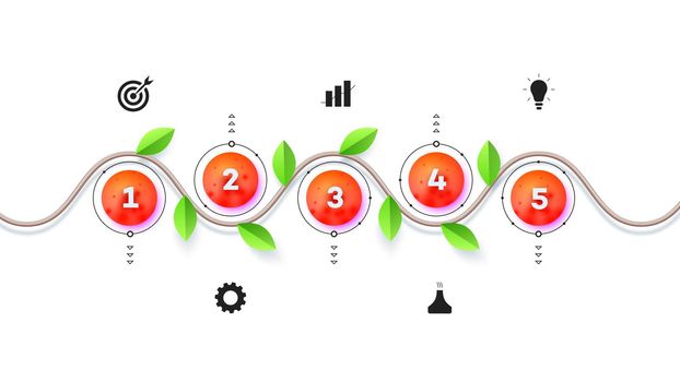 Modern Infographic Timeline Constructor For Eco Sector. Conceptual Vector Background. Template For Business Presentations.