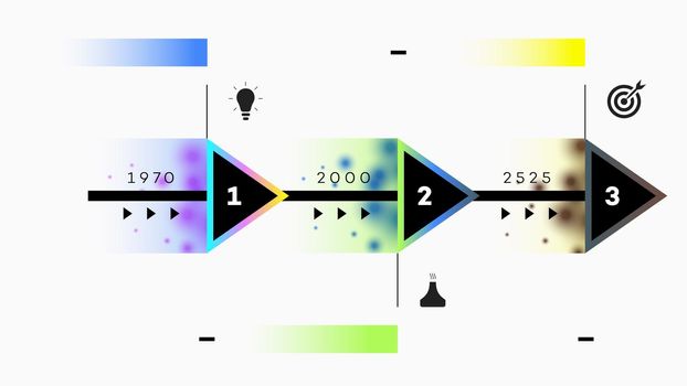 Layered Horizontal Modern Infographic Timeline. Design Template For Business Presentation, Web Banners, Layouts. Vector Constructor With 3 Abstract Multicolored Steps.