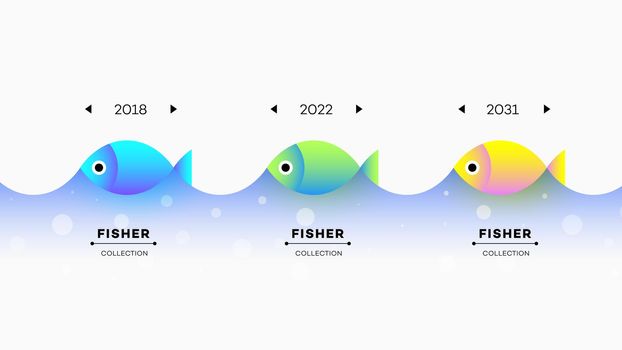 Modern Infographic Timeline Constructor For Fishing Industry. Conceptual Vector Background. Template For Business Presentations.