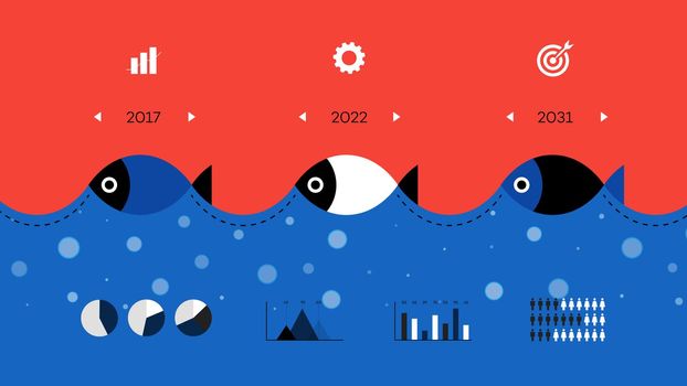 Modern Infographic Timeline Constructor For Fishing Industry. Conceptual Vector Background. Template For Business Presentations.