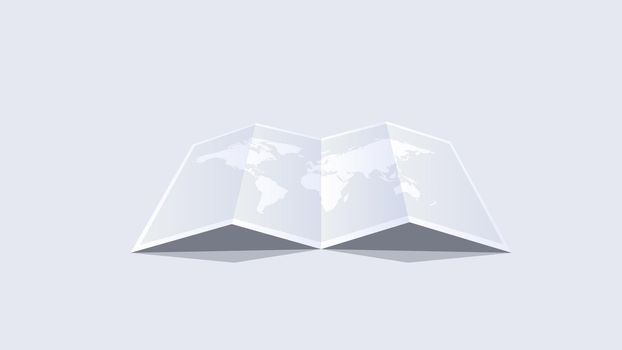 Paper Booklet With Worldmap. Flat Vector Illustration.