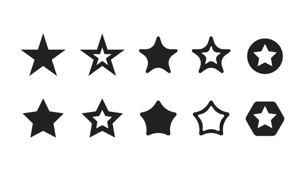 Most Popular Star Shapes. Vector Perfect Icons.