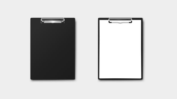 Empty Paper Holder And Clipboard With A4 Paper Stack. Isolated On Tansparent Background Vector Template.