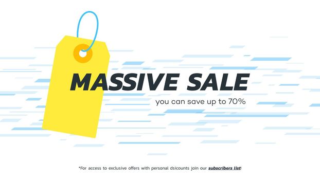 Abstract massive sale banner. Vector hanging tag. Template for special offer design.