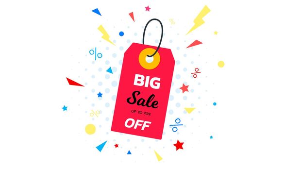 Abstract big sale banner. Vector hanging tag. Template for special offer design.