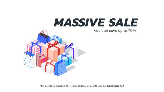 Abstract massive sale banner. Vector hanging tag. Template for special offer design.