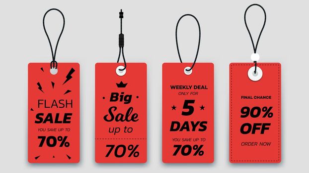 Flat Paper Sale Tags. Set Of Isolated Vector Sale Labels. Christmas Sale Tags.Vector Design Elements.