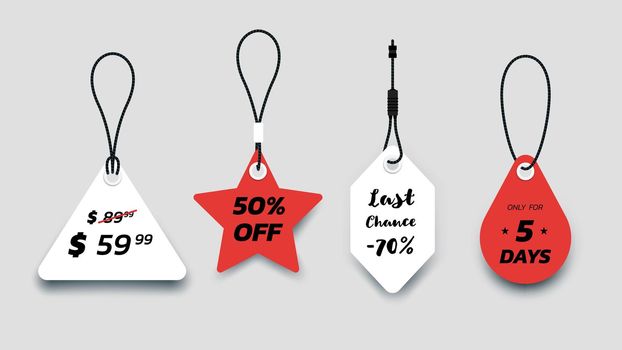 Flat Paper Sale Tags. Set Of Isolated Vector Sale Labels. Christmas Sale Tags.Vector Design Elements.