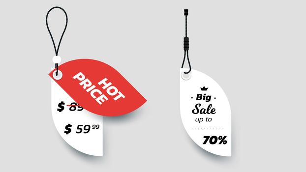 Flat Paper Sale Tags. Set Of Isolated Vector Sale Labels. Christmas Sale Tags.Vector Design Elements.