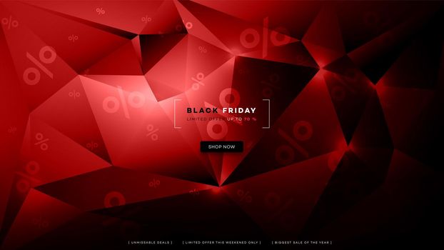 Black friday sale. Realistic background diamond polygon. Black friday banner. Dark background header for website.