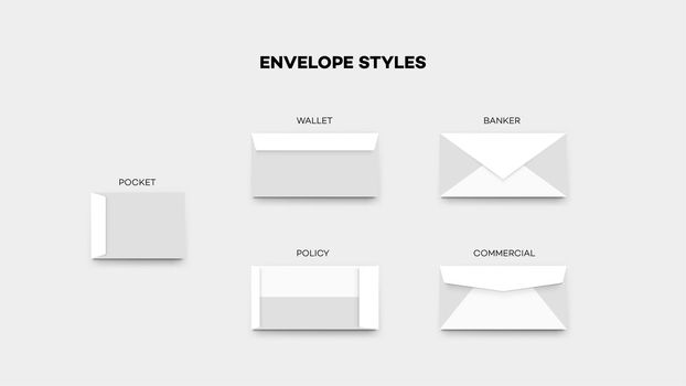 Most Envelope Styles, Pocket, Wallet, Policy Banker Commercial Vector Temlate