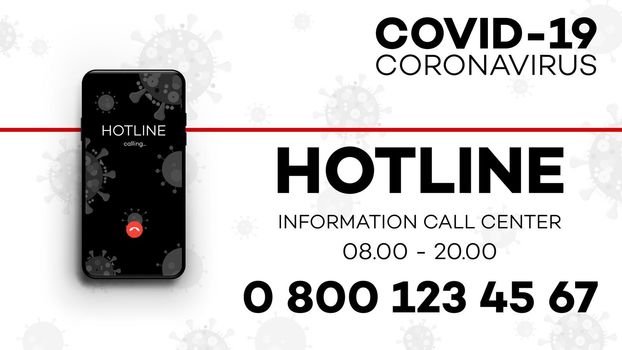 Information hotline call center Ncov (sars-cov-2, covid-19, coronavirus) support. Vector illustration.