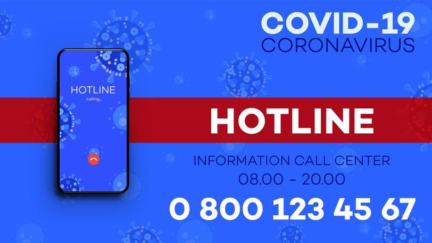 Information hotline call center Ncov (sars-cov-2, covid-19, coronavirus) support. Vector illustration.