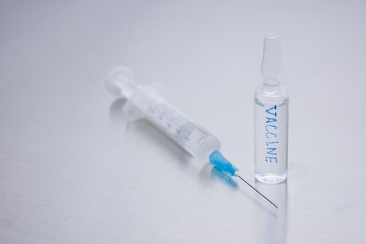 Close-up of the vaccine in a sealed vial. Kit for vaccination.