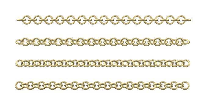 Isolated gold chain on white background. 3D illustration