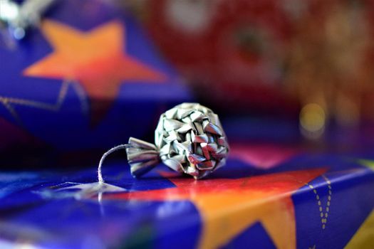 Close-up of colorful christmas gifts