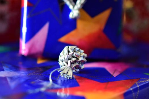 Close-up of colorful christmas gifts