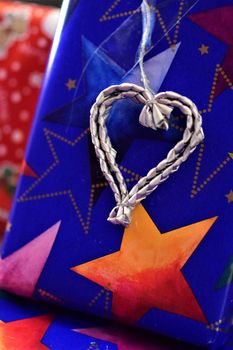 Close-up of colorful christmas gifts