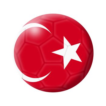 A Turkey soccer ball football 3d illustration isolated on white with clipping path