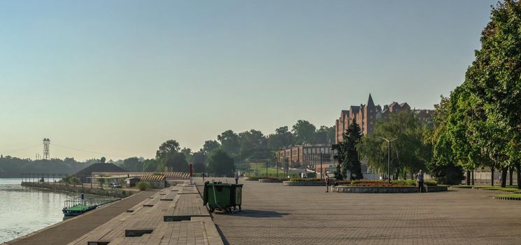 Dnipro, Ukraine 07.18.2020. Dnipro city embankment in Ukraine on a sunny summer morning