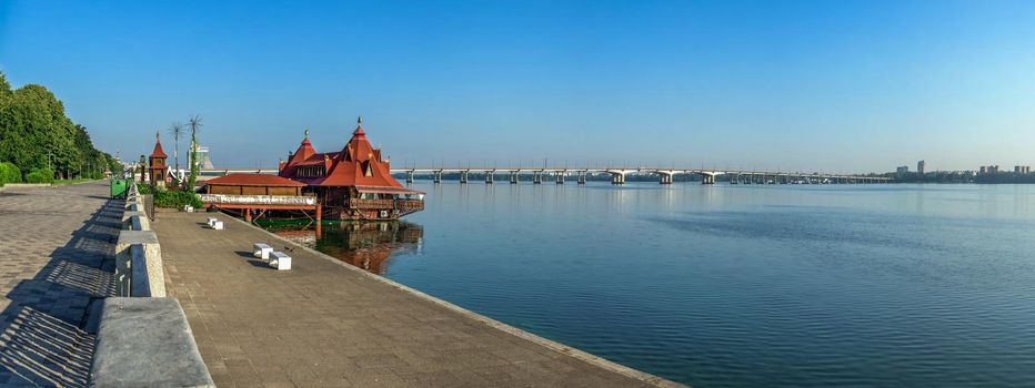 Dnipro, Ukraine 07.18.2020. Dnipro city embankment in Ukraine on a sunny summer morning