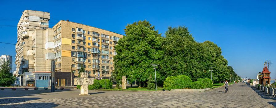 Dnipro, Ukraine 07.18.2020. Dnipro city embankment in Ukraine on a sunny summer morning