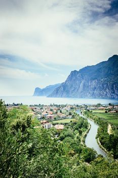 Mountains, nature and little village. Lake garda.