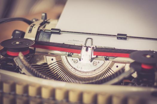 Old fashioned vintage typewriter: closeup picture