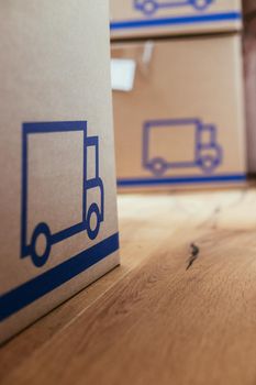Move. Cardboard, boxes and stuff for moving into a new home