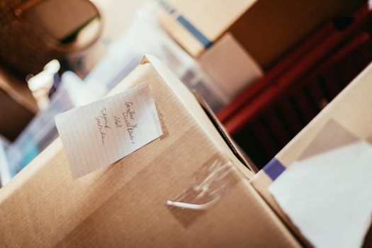 Move. Cardboard, boxes and stuff for moving into a new home
