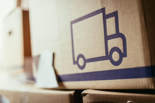 Move. Cardboard, boxes and stuff for moving into a new home