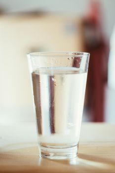 Clear glass of fresh, cold water