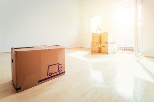 Move. Cardboard, boxes and stuff for moving into a new home