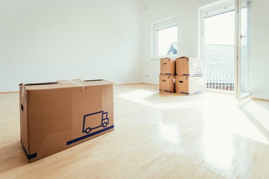Move. Cardboard, boxes and stuff for moving into a new home