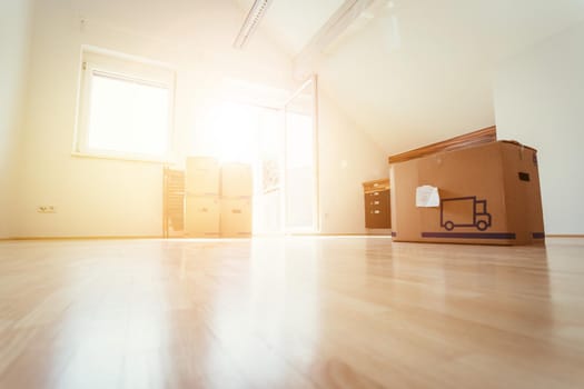 Move. Cardboard, boxes and stuff for moving into a new home