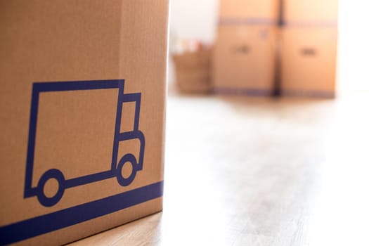 Move. Cardboard, boxes and stuff for moving into a new home