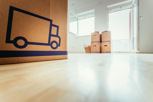Move. Cardboard, boxes and stuff for moving into a new home