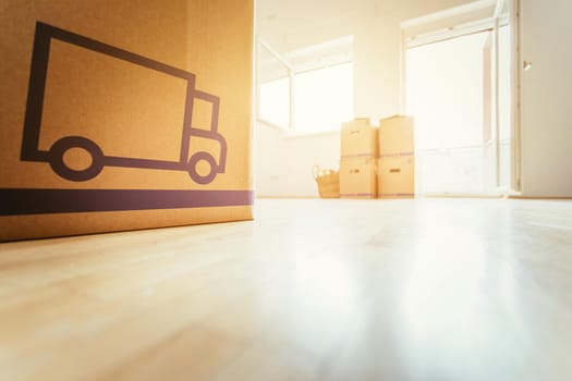 Move. Cardboard, boxes and stuff for moving into a new home