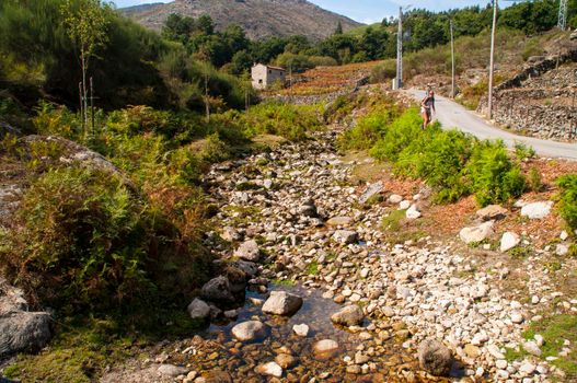 Dry river in the mountains in the north of Portugal.