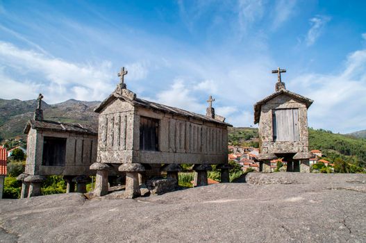 Old typical granite granary near Soajo, in the north of Portugal.