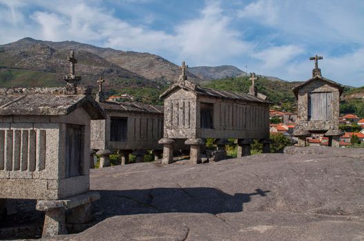 Old typical granite granary near Soajo, in the north of Portugal.