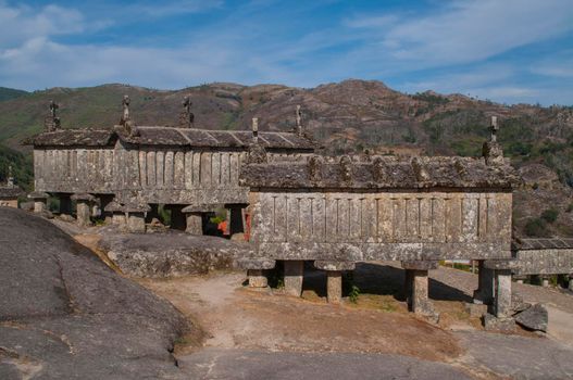 Old typical granite granary near Soajo, in the north of Portugal.