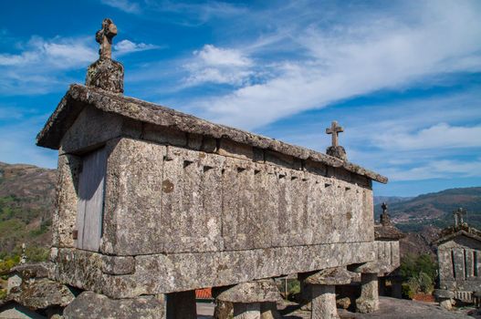 Old typical granite granary near Soajo, in the north of Portugal.