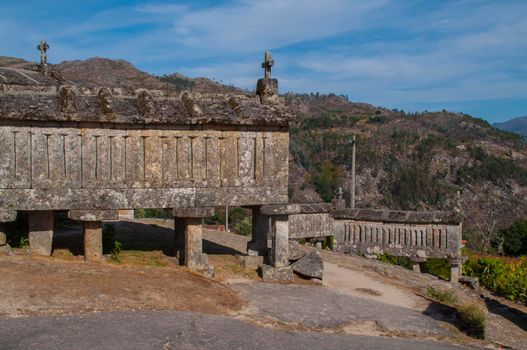 Old typical granite granary near Soajo, in the north of Portugal.