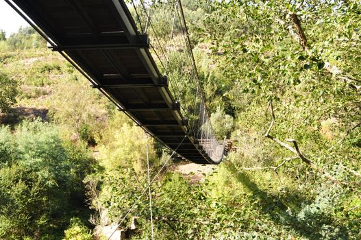 Walking bridge over the river Paiva, Portugal.