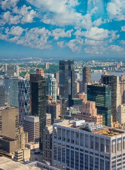 NEW YORK CITY - JUNE 10, 2013: Panoramic aerial view of Midtown Manhattan skyline.