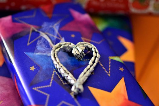 Close-up of colorful christmas gifts